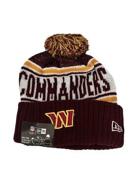 New Era Commanders On Field Knit Fully Lined Beanie w/ Pom NFL Football Athleisu